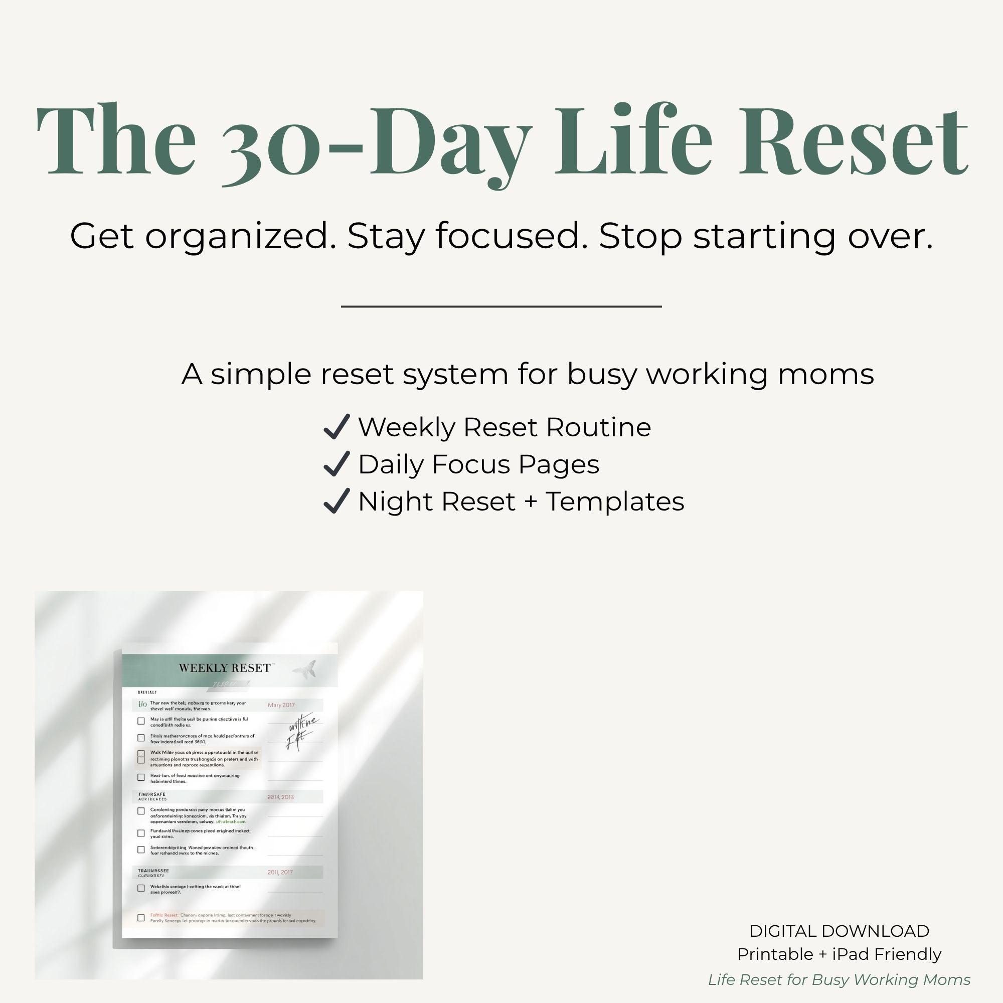✨ The 30 Day Life Reset for Busy Working Moms